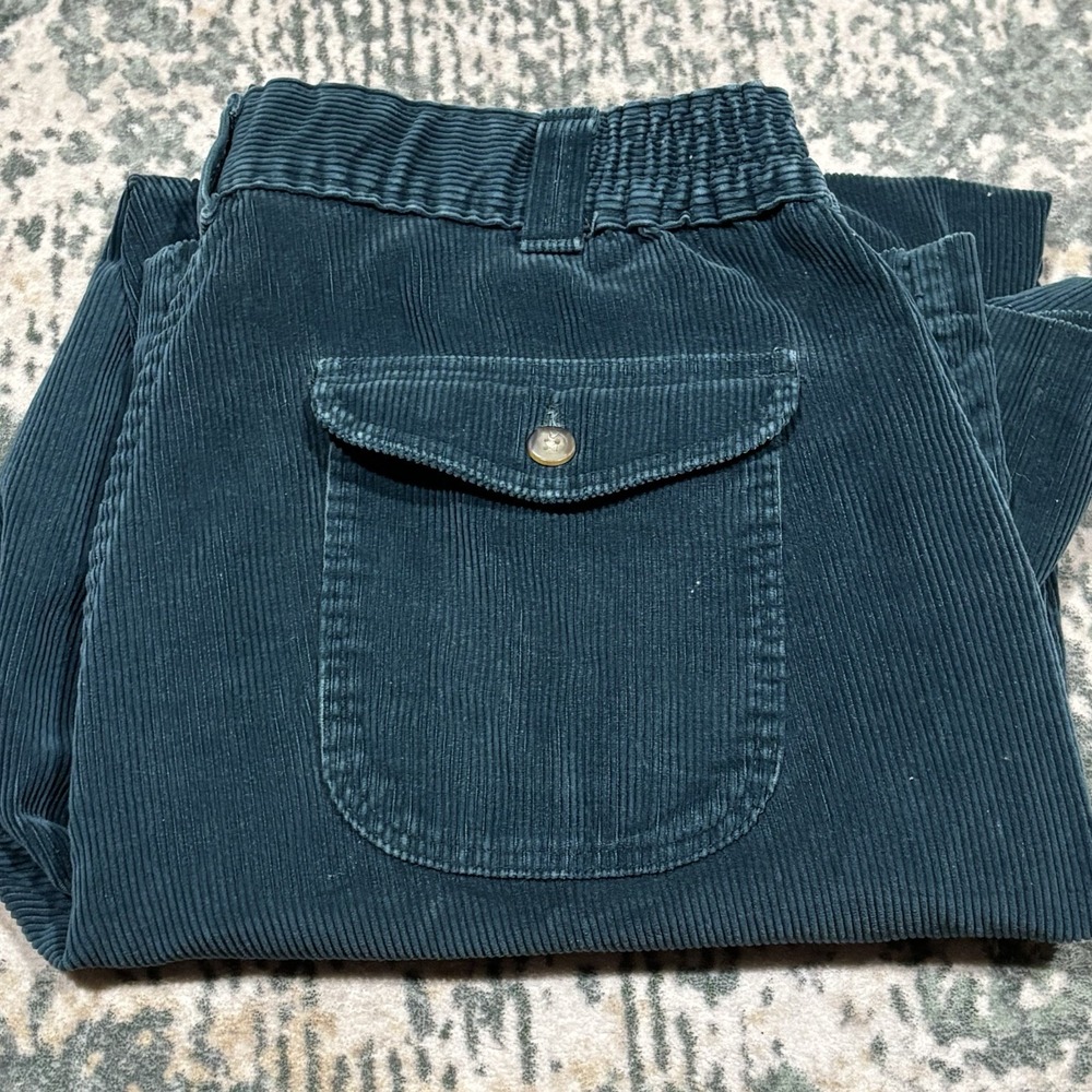 Vintage LL Bean Corduroy Pants Mens 32X30 Green Made in USA Flap Pocket Gorpcore